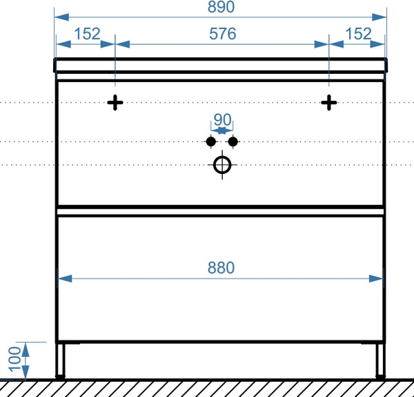 Изображение товара Тумба под умывальник Belux Минск Н 90-02 (1, белый глянцевый)