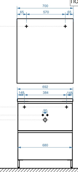 Изображение товара Тумба под умывальник Belux Минск Н 70-02 (1, белый глянцевый)