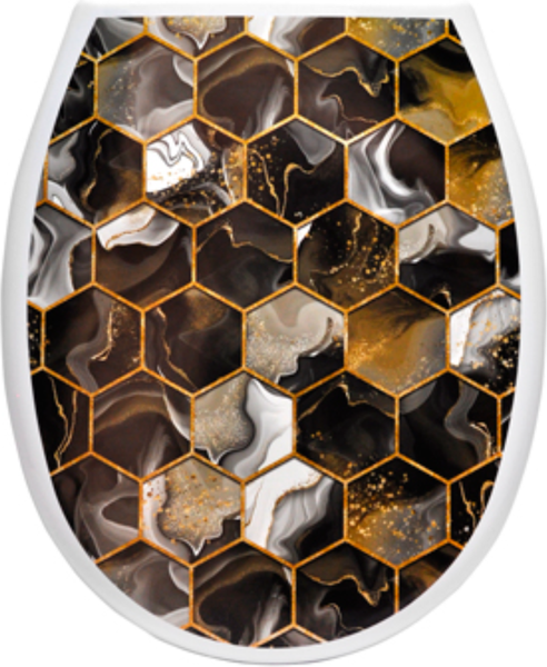 Изображение товара Сиденье для унитаза Еврокомфорт Океан Lux Абстракция соты с детской накладкой 003735 (жесткое)