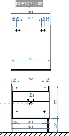 Изображение товара Тумба под умывальник Belux Порто Н 70-02 (1, белый глянцевый)