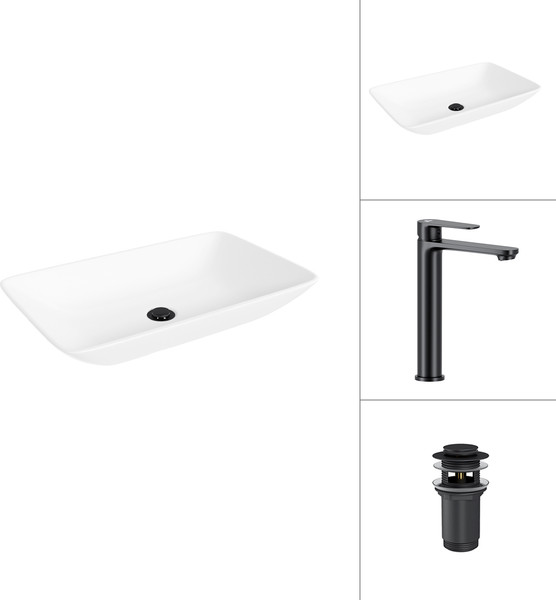 Изображение товара Умывальник со смесителем Lauter 21540 + Moon 21СК8691BS с донным клапаном 21190B (черный матовый)