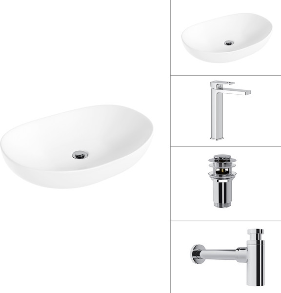 Изображение товара Умывальник со смесителем Lauter 21502 + Cascade 21СК0655C + сифон 21635CH + дон.клапан 21190CH (хром)