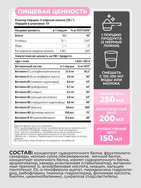 Изображение товара Протеин 1WIN Whey С пребиотиками (425г, ягодное мороженое)