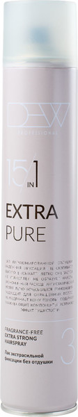 Изображение товара Лак для укладки волос Dew Professional Pure без отдушки Экстрасильной фиксации 15PESH/500 (500мл)