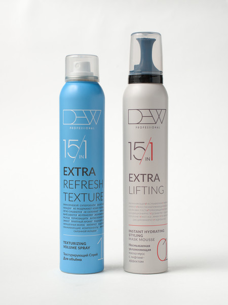 Изображение товара Набор косметики для волос Dew Professional Спрей для объема + Маска-мусс с лифтинг эффектом 15 в 1 (200мл+200мл)