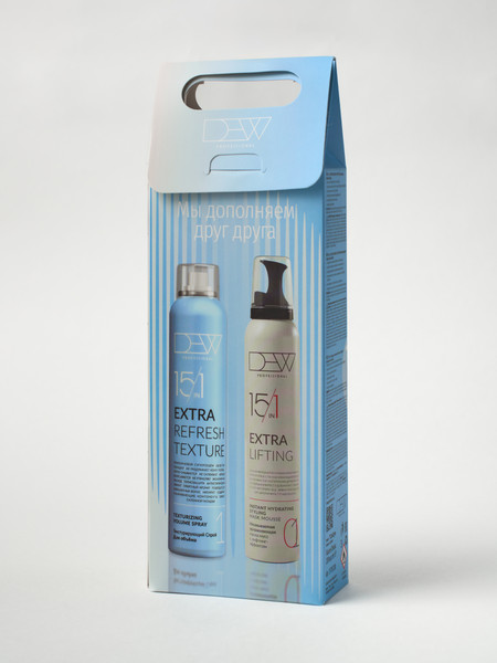 Изображение товара Набор косметики для волос Dew Professional Спрей для объема + Маска-мусс с лифтинг эффектом 15 в 1 (200мл+200мл)