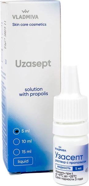 Изображение товара Антисептик ВладМиВа Узасепт раствор с прополисом (5мл)