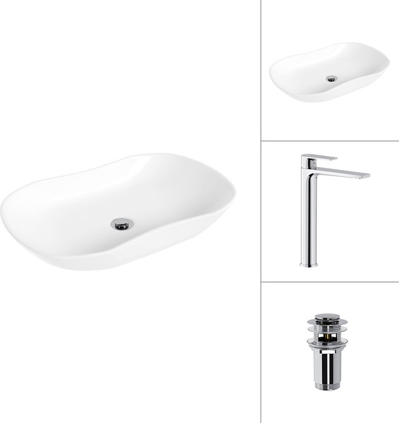 Изображение товара Умывальник со смесителем Lauter 21570 + Reef 21CK8678C с донным клапаном 21190CH (хром)