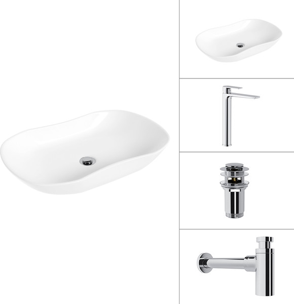 Изображение товара Умывальник со смесителем Lauter 21570 + Reef 21CK8678C + сифон 21635CH + дон.клапан 21190CH (хром)