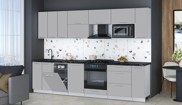 Изображение товара Кухонный гарнитур Интерлиния Мила Gloss 3.0-ПМ4 (грей/грей/кастилло темный)