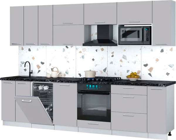 Изображение товара Кухонный гарнитур Интерлиния Мила Gloss 3.0-ПМ4 (грей/грей/кастилло темный)