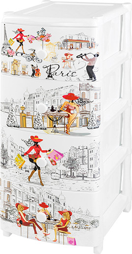 Изображение товара Комод пластиковый El Casa Париж 4-х секционный / 640043 (белый)