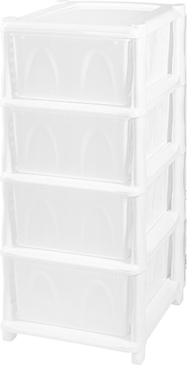 Изображение товара Комод пластиковый El Casa Париж 4-х секционный / 640043 (белый)