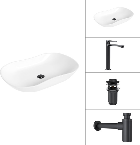Изображение товара Умывальник со смесителем Lauter 21570 + Moon 21СК8691BS + сифон 21635B + дон.клапан 21190B (черный матовый)