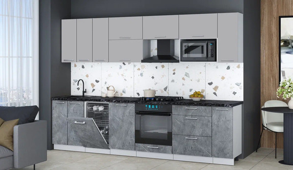 Изображение товара Кухонный гарнитур Интерлиния Мила Gloss 3.0-ПМ4 (керамика/грей/кастилло темный)
