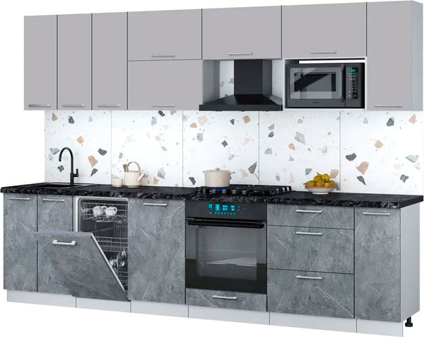 Изображение товара Кухонный гарнитур Интерлиния Мила Gloss 3.0-ПМ4 (керамика/грей/кастилло темный)