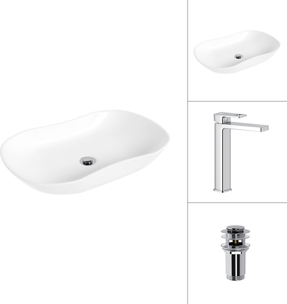 Изображение товара Умывальник со смесителем Lauter 21570 + Cascade 21СК0655C с донным клапаном 21190CH (хром)