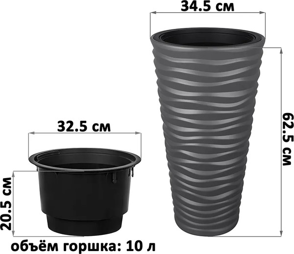 Изображение товара Кашпо El Casa Сэнди / 640578 (графит)