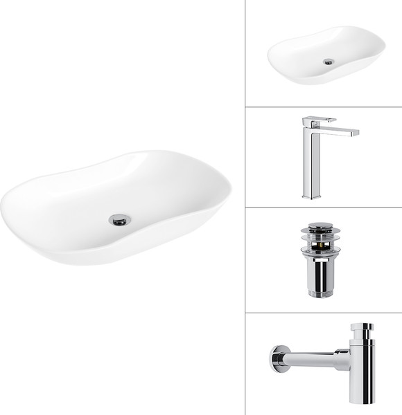 Изображение товара Умывальник со смесителем Lauter 21570 + Cascade 21СК0655C + сифон 21635CH + дон.клапан 21190CH (хром)