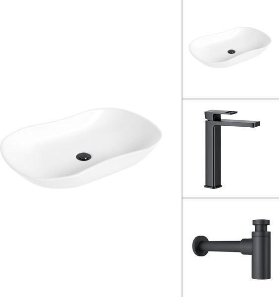 Изображение товара Умывальник со смесителем Lauter 21570 + Cascade 21СК0655BS с сифоном 21635B (черный матовый)