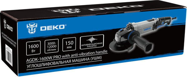 Изображение товара Угловая шлифовальная машина Deko AGDK-1600W PRO / 084-1081