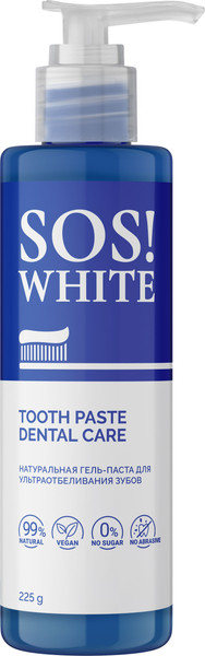 Изображение товара Зубная паста SOS White Натуральная гель-паста для ультра отбеливания (225г)