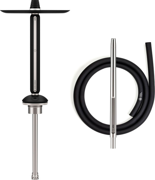 Изображение товара Шахта для кальяна Alpha Hookah Echo Silver Noir (силиконовый шланг, мундштук, диффузор)
