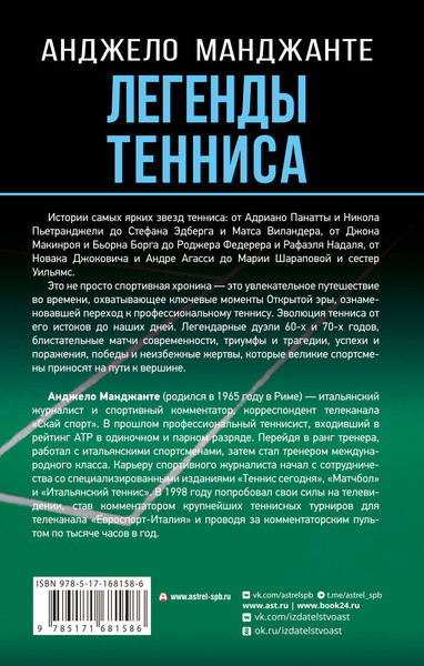 Изображение товара Книга АСТ Легенды тенниса. Гейм, сет, матч, твердая обложка (Манджанте Анджело)
