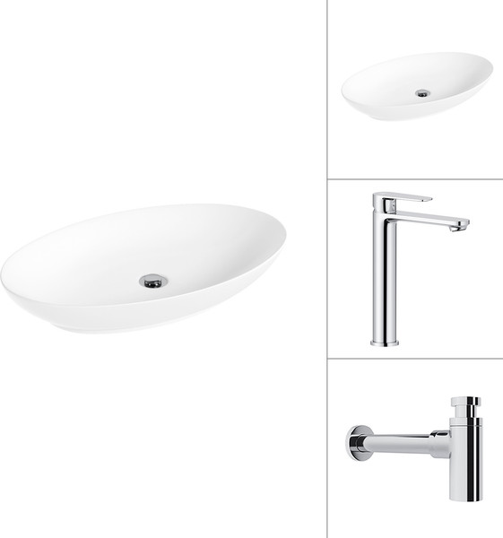 Изображение товара Умывальник со смесителем Lauter 21571 + Moon 21СK81691C с сифоном 21635CH (хром)
