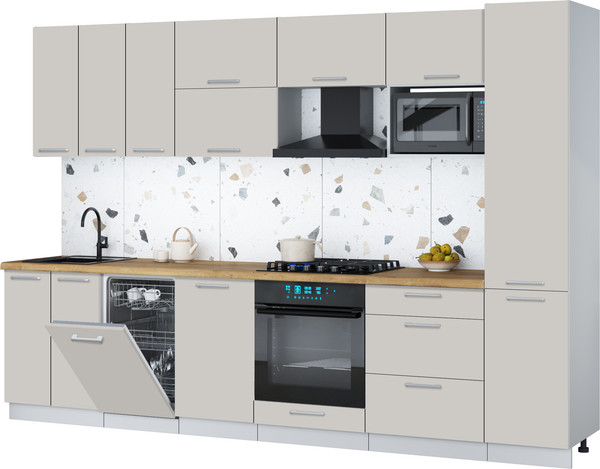 Изображение товара Кухонный гарнитур Интерлиния Мила Gloss 3.1-ПМ4 (кашемир/кашемир/дуб бунратти)