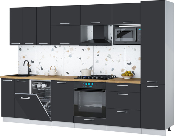 Изображение товара Кухонный гарнитур Интерлиния Мила Gloss 3.1-ПМ4 (пепел/пепел/дуб бунратти)