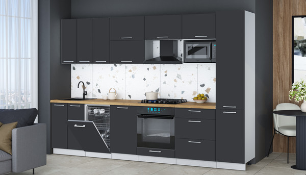 Изображение товара Кухонный гарнитур Интерлиния Мила Gloss 3.1-ПМ4 (пепел/пепел/дуб бунратти)