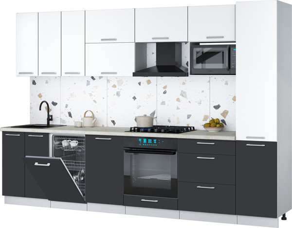 Изображение товара Кухонный гарнитур Интерлиния Мила Gloss 3.1-ПМ4 (пепел/белый/опал светлый)