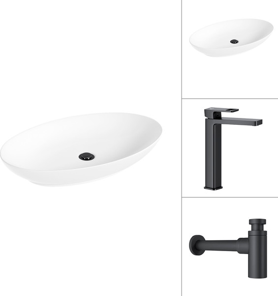 Изображение товара Умывальник со смесителем Lauter 21571 + Cascade 21СК0655BS с сифоном 21635B (черный матовый)