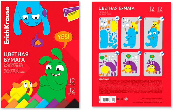 Изображение товара Набор цветной бумаги Erich Krause Jolly Friends / 63622 (12л)