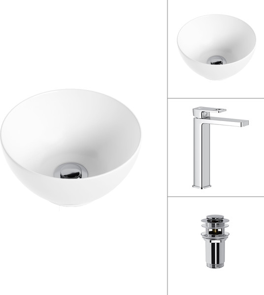 Изображение товара Умывальник со смесителем Lauter 21601E + Cascade 21СК0655C с донным клапаном 21190CH (хром)