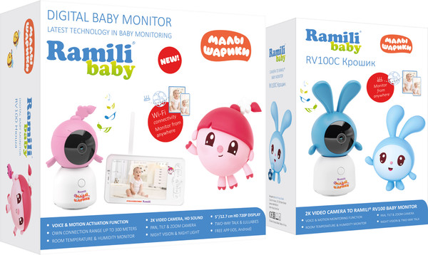 Изображение товара Видеоняня Ramili Нюша и Крошик. Малышарики / RV100X2NUSHAKROSH (с креплениями)