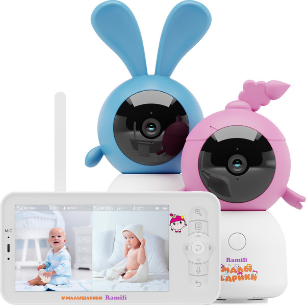 Изображение товара Видеоняня Ramili Нюша и Крошик. Малышарики / RV100X2NUSHAKROSH (с креплениями)