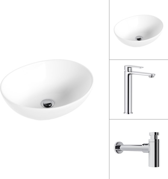 Изображение товара Умывальник со смесителем Lauter 21652 + Moon 21СK81691C с сифоном 21635CH (хром)