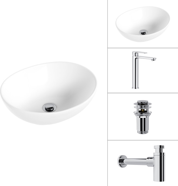 Изображение товара Умывальник со смесителем Lauter 21652 + Moon 21СK81691C + сифон 21635CH + дон.клапан 21190CH (хром)