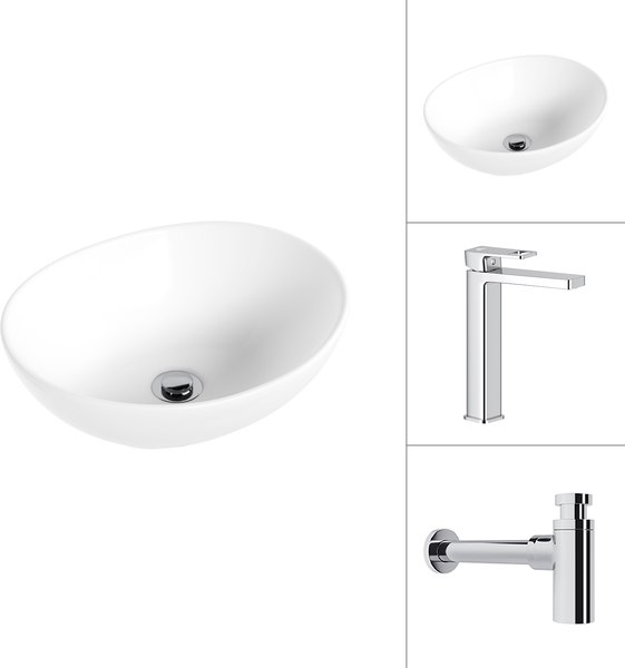 Изображение товара Умывальник со смесителем Lauter 21652 + Cascade 21СК0655C с сифоном 21635CH (хром)