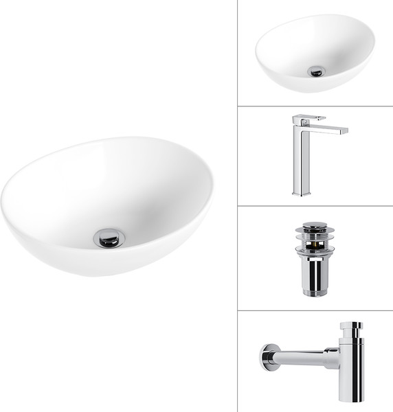 Изображение товара Умывальник со смесителем Lauter 21652 + Cascade 21СК0655C + сифон 21635CH + дон.клапан 21190CH (хром)