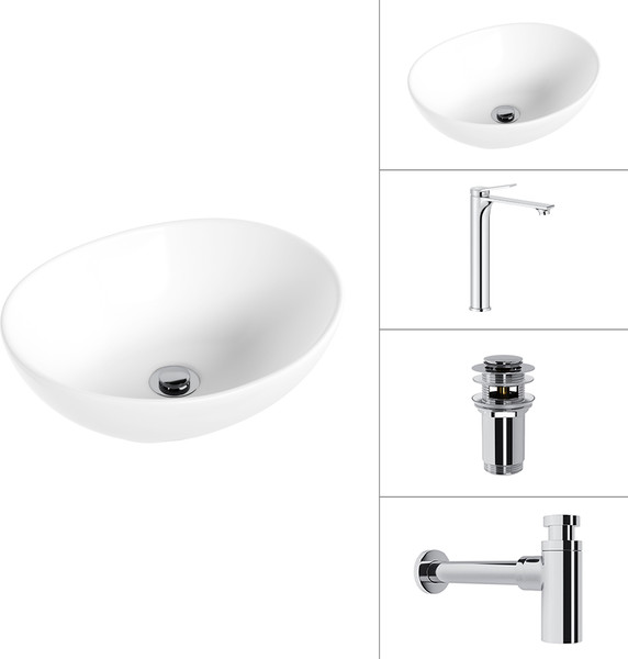 Изображение товара Умывальник со смесителем Lauter 21652 + Rio 21AM12672 + сифон 21635CH + дон.клапан 21190CH (хром)