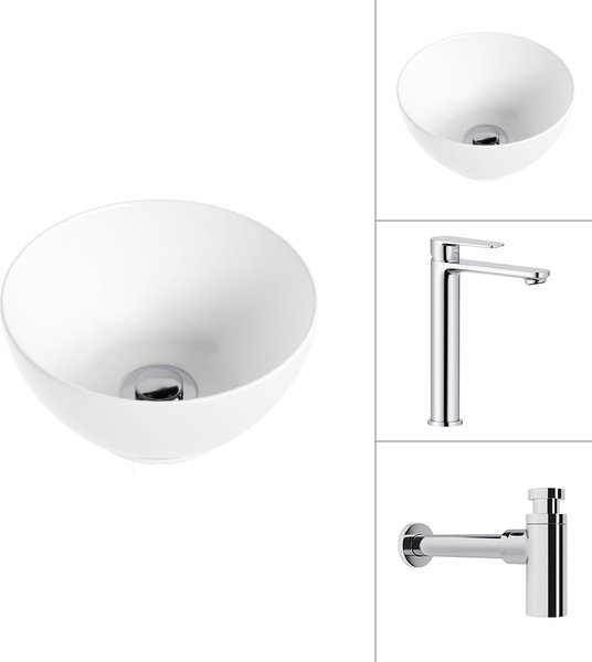 Изображение товара Умывальник со смесителем Lauter 21601E + Moon 21СK81691C с сифоном 21635CH (хром)