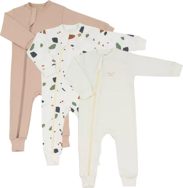 Изображение товара Набор комбинезонов для малышей Rant Mosaic на молнии / 1875/1 (3шт, Beige, р.74)