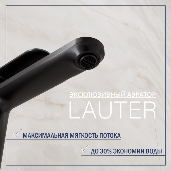 Изображение товара Умывальник со смесителем Lauter 21652-A + Moon 21СК8691BS с донным клапаном 21190B (черный матовый)