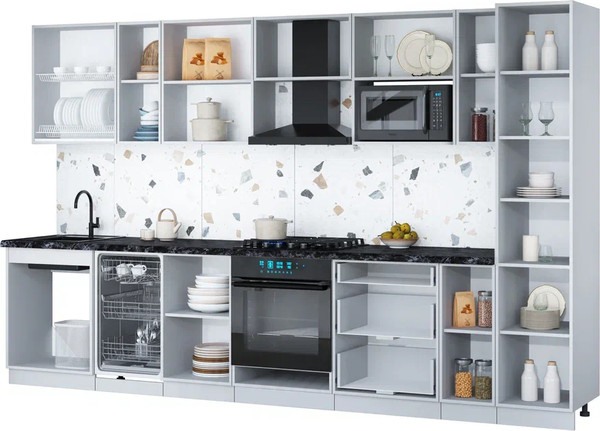 Изображение товара Кухонный гарнитур Интерлиния Мила Gloss 3.4-ПМ4 (красный глянец/красный глянец/кастилло темный)