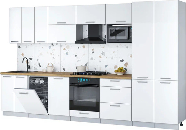 Изображение товара Кухонный гарнитур Интерлиния Мила Gloss 3.5-ПМ4 (белый/белый/дуб бунратти)