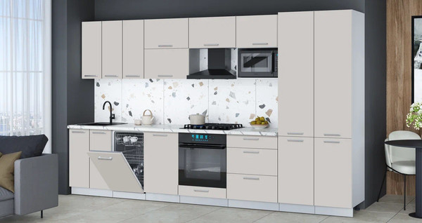 Изображение товара Кухонный гарнитур Интерлиния Мила Gloss 3.5-ПМ4 (кашемир/кашемир/белый гранит)