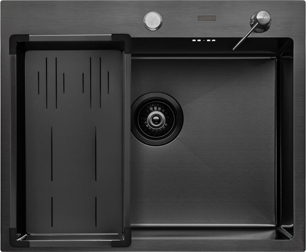 Изображение товара Мойка кухонная Arfeka ECO AR 60x50+CL AR G+DS AR (черный, с дозатором и коландером)